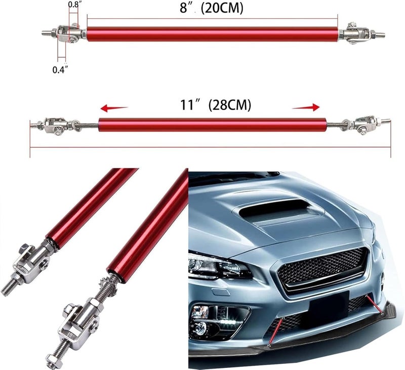 Propartauto Universal Front Bumper Lip Body Kit Spoiler with Strut Rod Tie Support Bars 8"-11" - Image 3